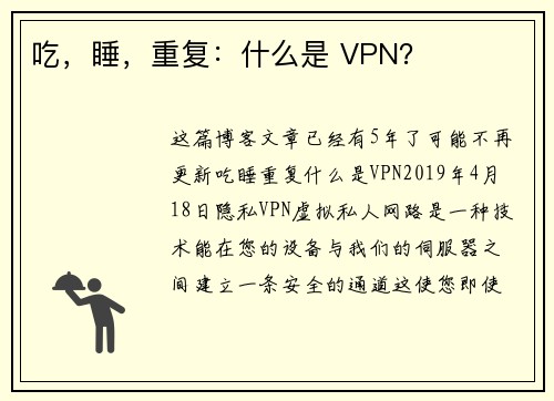 吃，睡，重复：什么是 VPN？